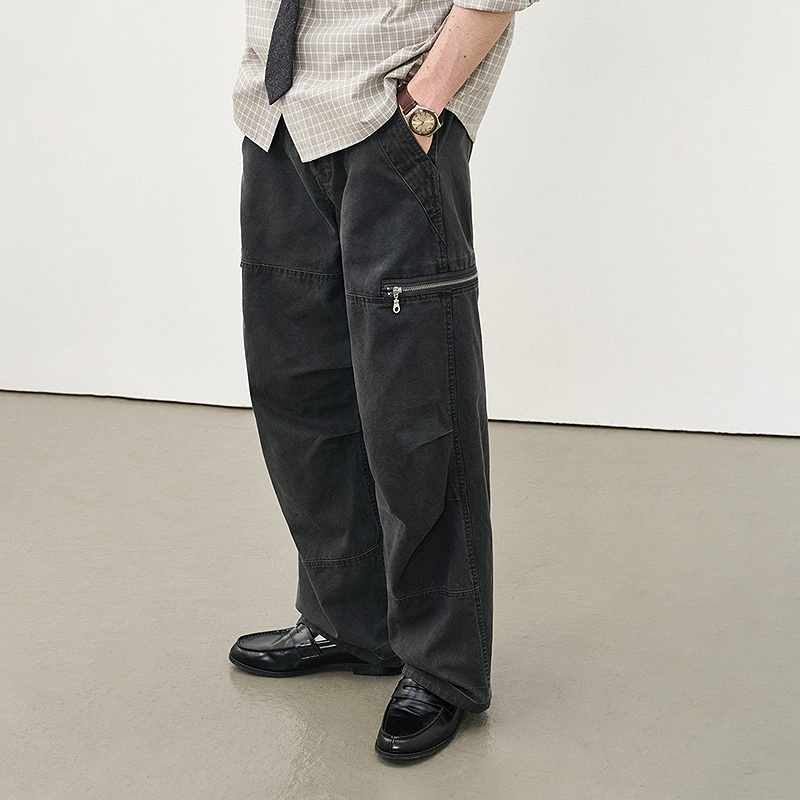 714street水洗做旧纯棉工装裤男2025秋美式伞兵裤宽松长裤522245