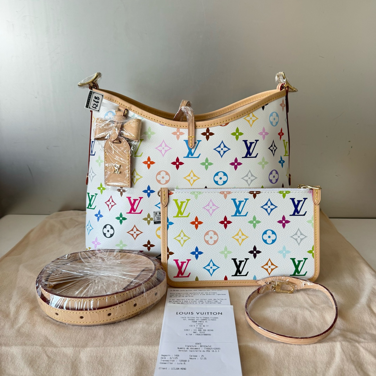 99新 LouisVuitton/路易威登 lv carryall白三彩 小号闲置