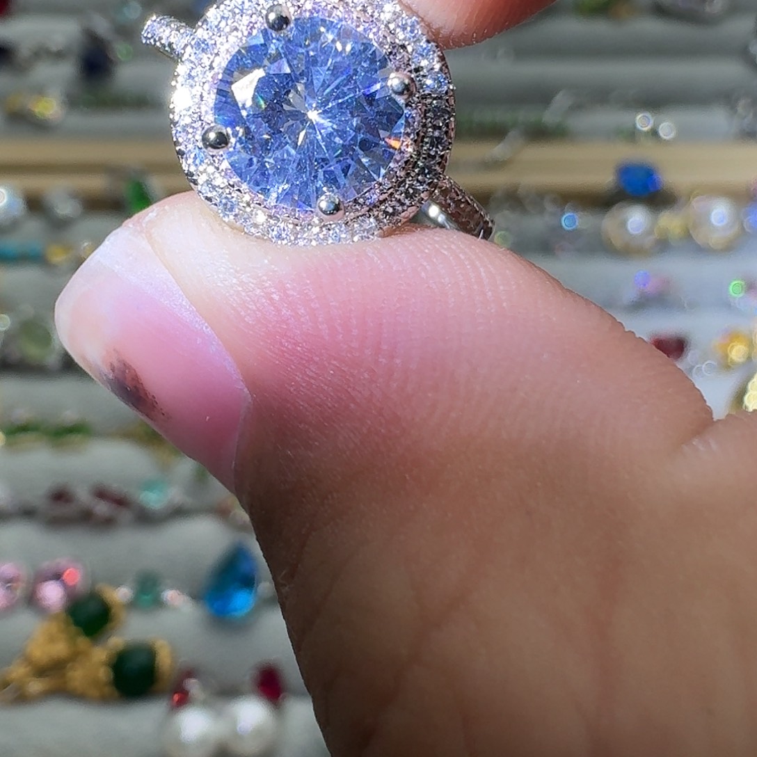 托帕石戒指银S925镶嵌