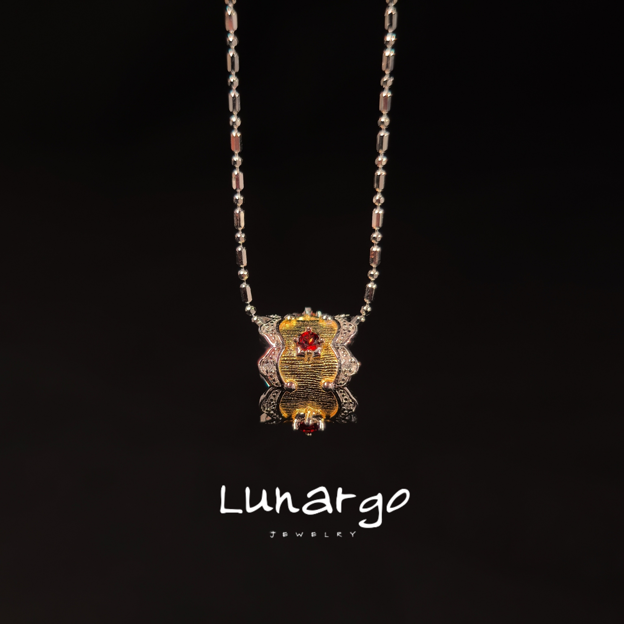 坠链均925银合成锆石 Lunargo澜歌镀18k金手工拉丝路路通项链