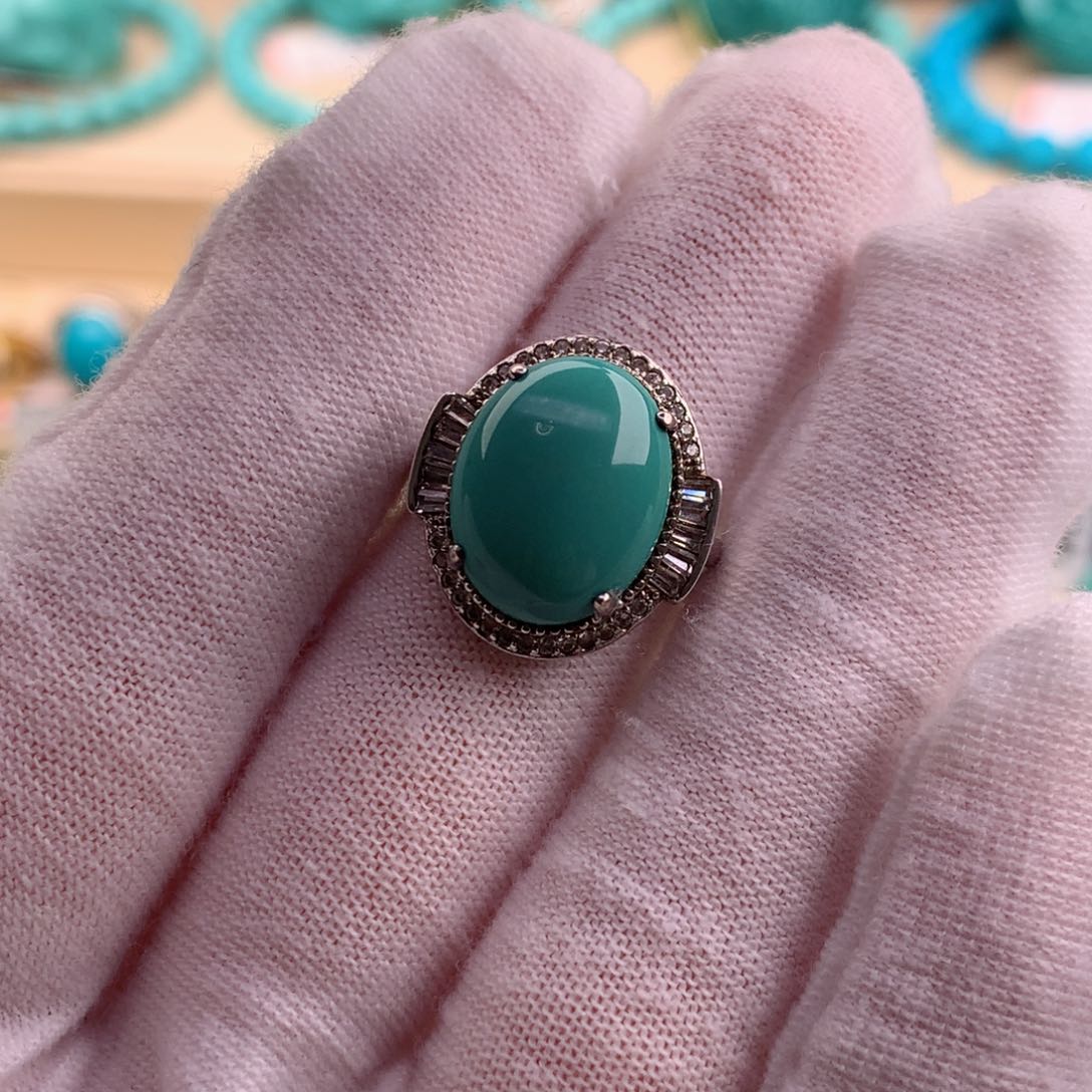 绿松石珠宝奇石银S925镶嵌