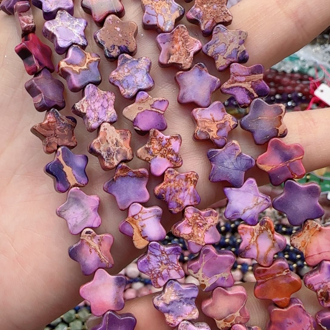 玛瑙/玉髓未镶嵌珠宝半成品帝皇石五角星一条