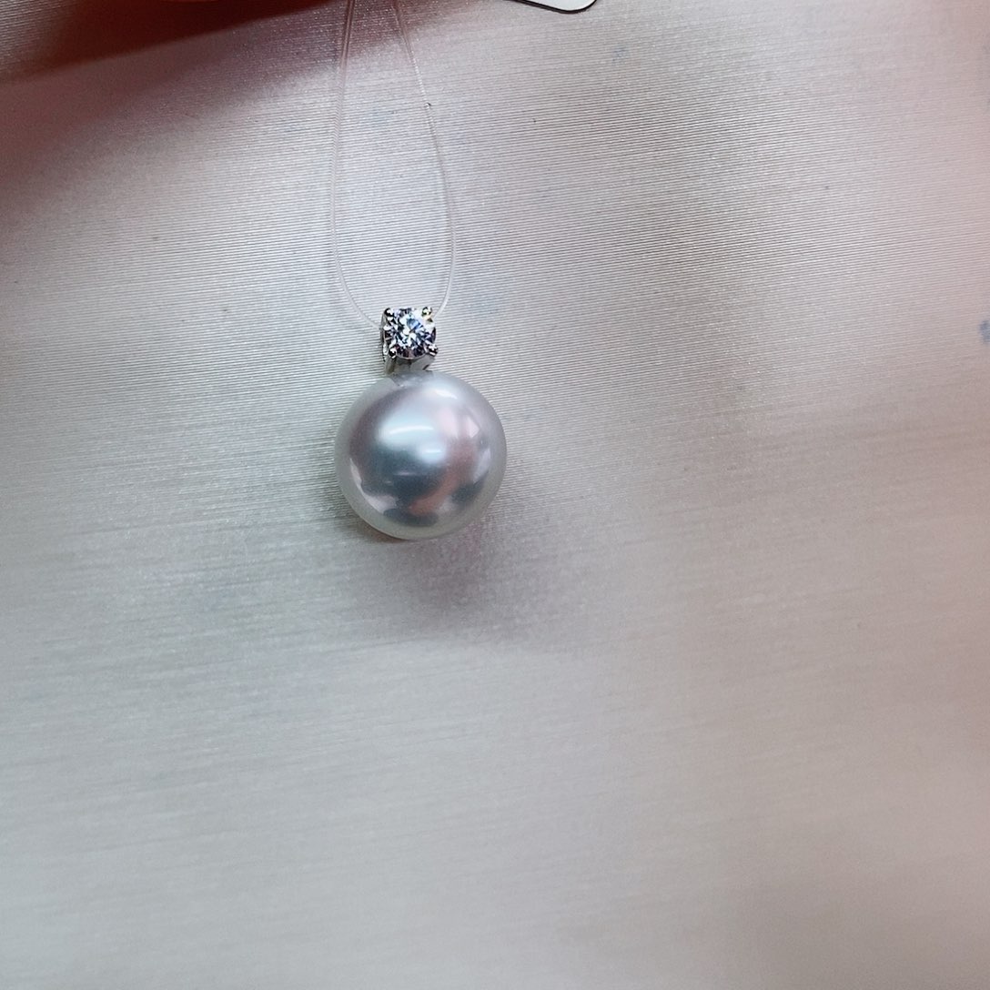 吊坠(不含链)18K金镶嵌海水珍珠9-10