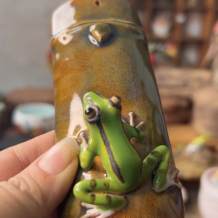 黑***宝青蛙摆件香插陶器