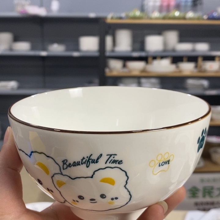 陶摆件054号5英寸6个装两只小熊米饭碗