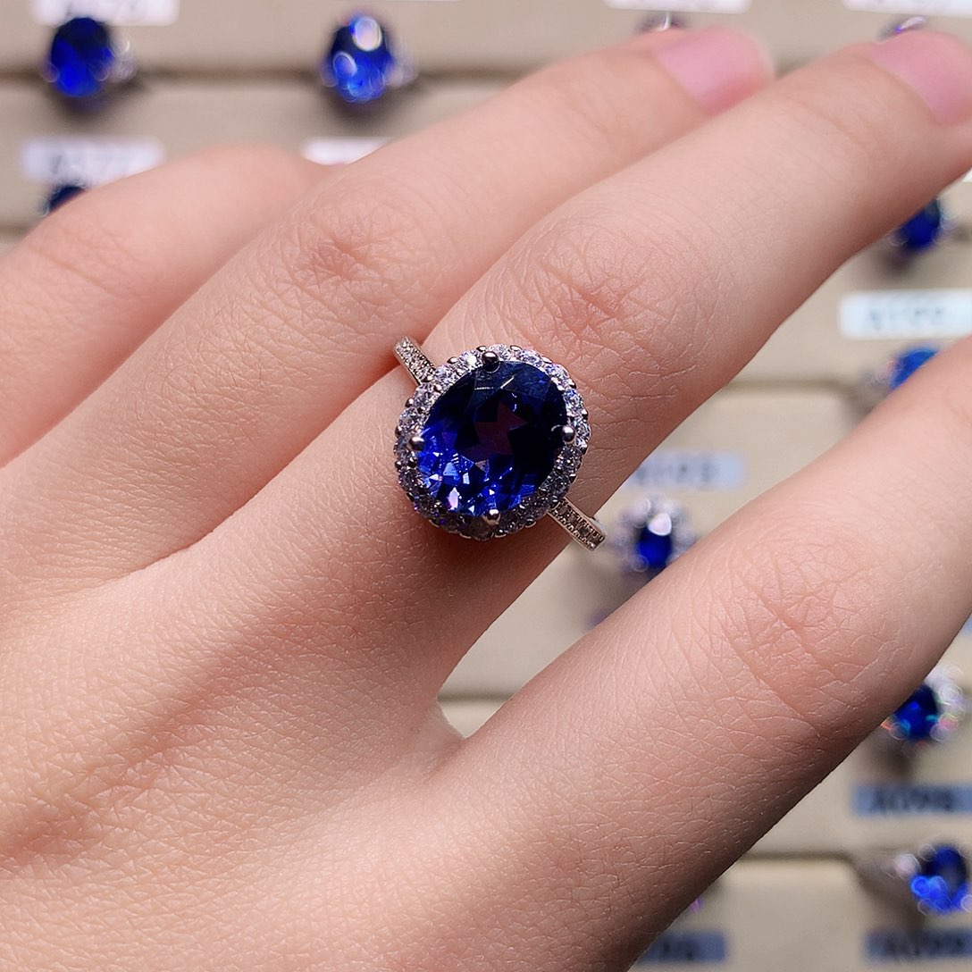 戒指银S925镶嵌蓝宝石