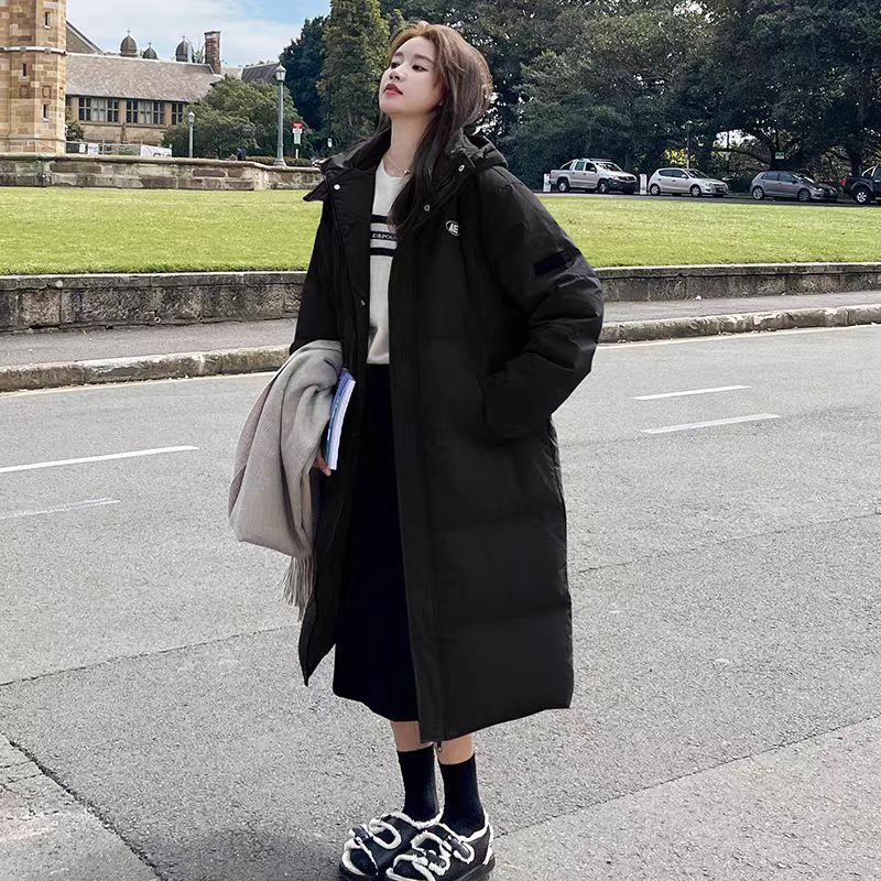 羽绒棉服冬季2024新款韩版长款过膝加厚小个子棉袄棉衣学院风外套