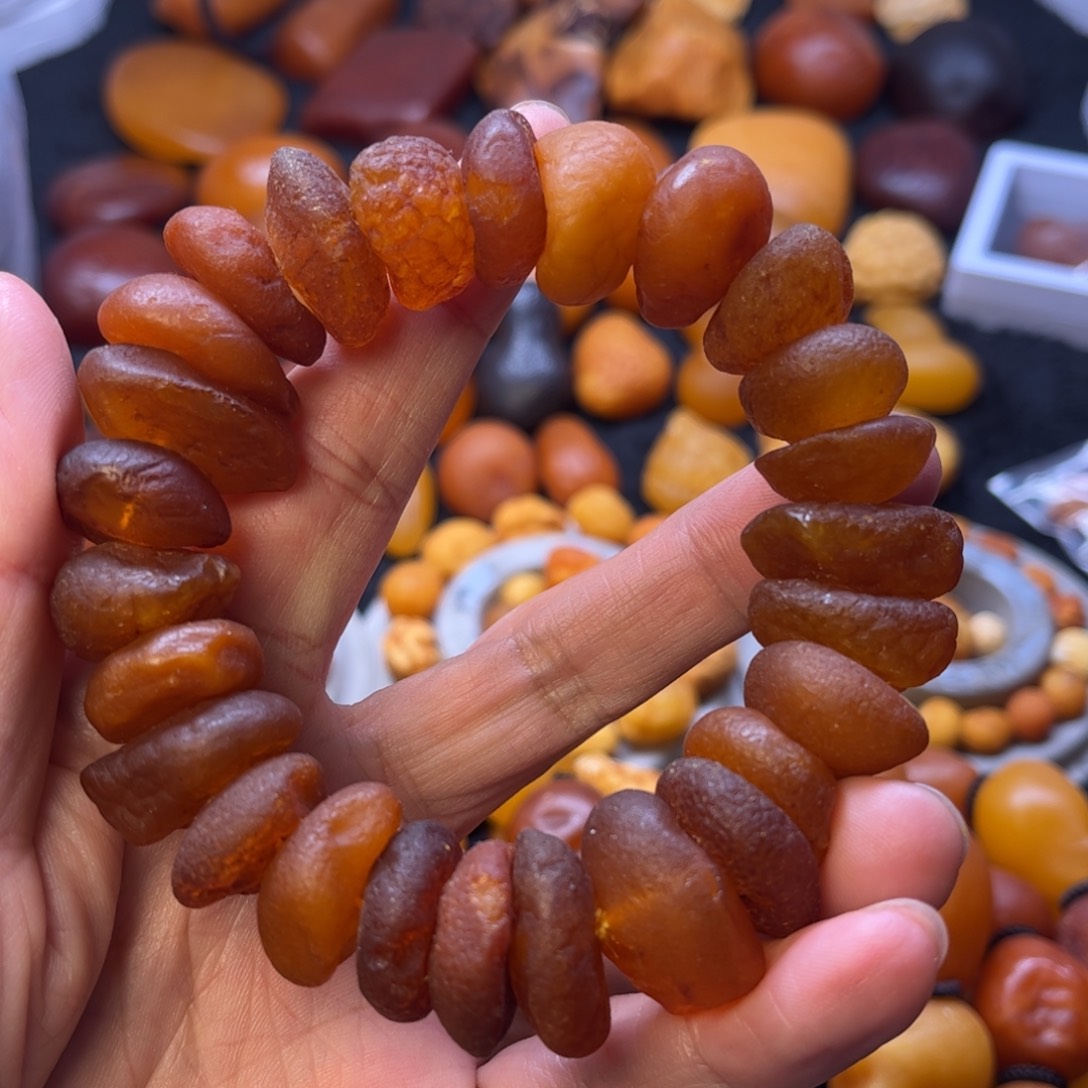 琥珀裸石未镶嵌天然蜜蜡手串
