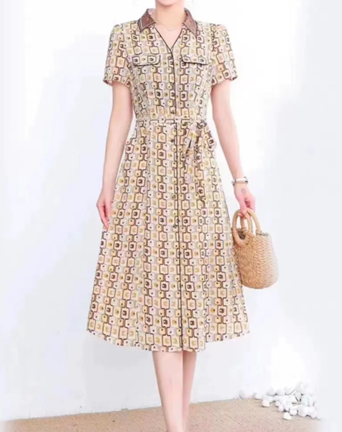 H2562(无腰带）新款短袖时尚修身显瘦连衣裙夏装气质L9