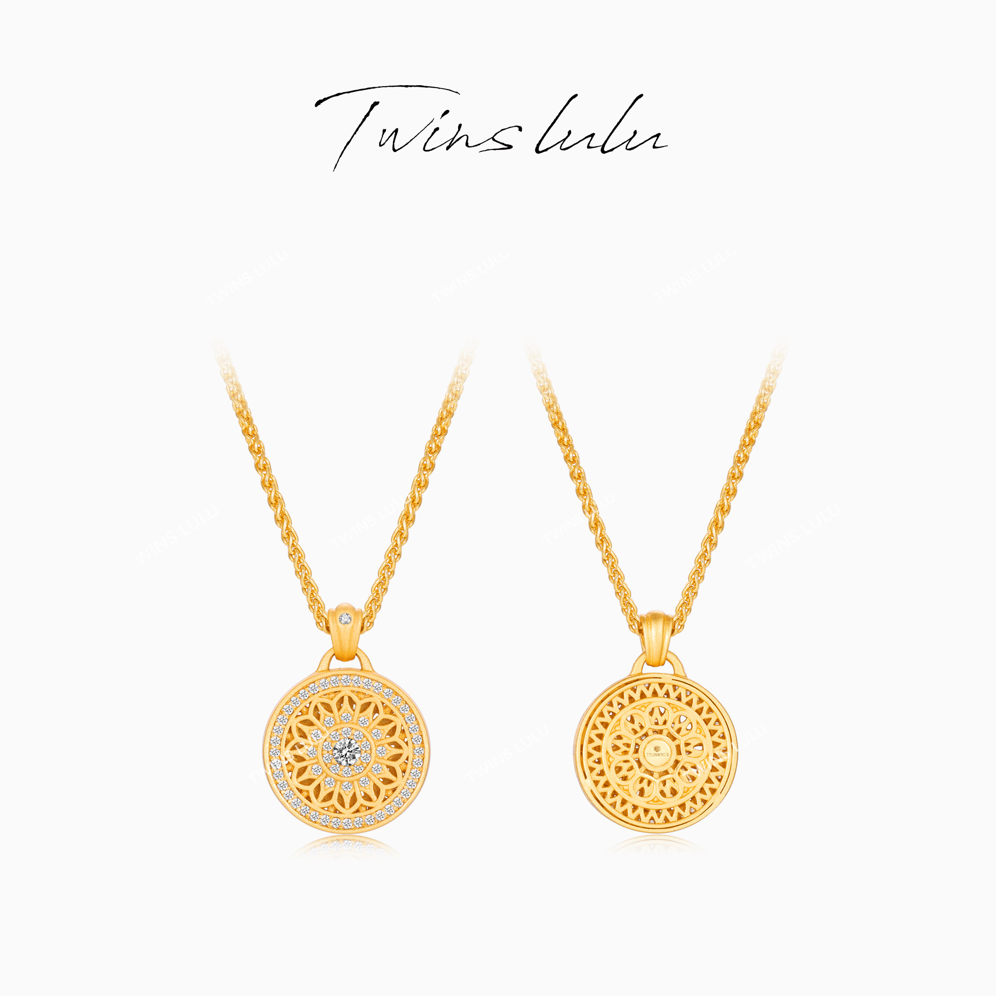 TWINS LULU 镀K金 轻奢首饰女款手工古法工艺圆盘项链TSJ8954