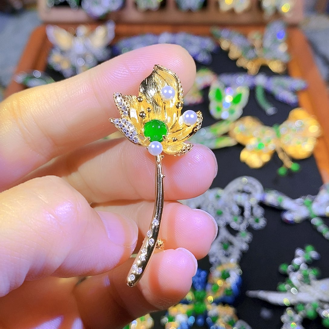 吊坠(不含链)银S925镶嵌翡翠