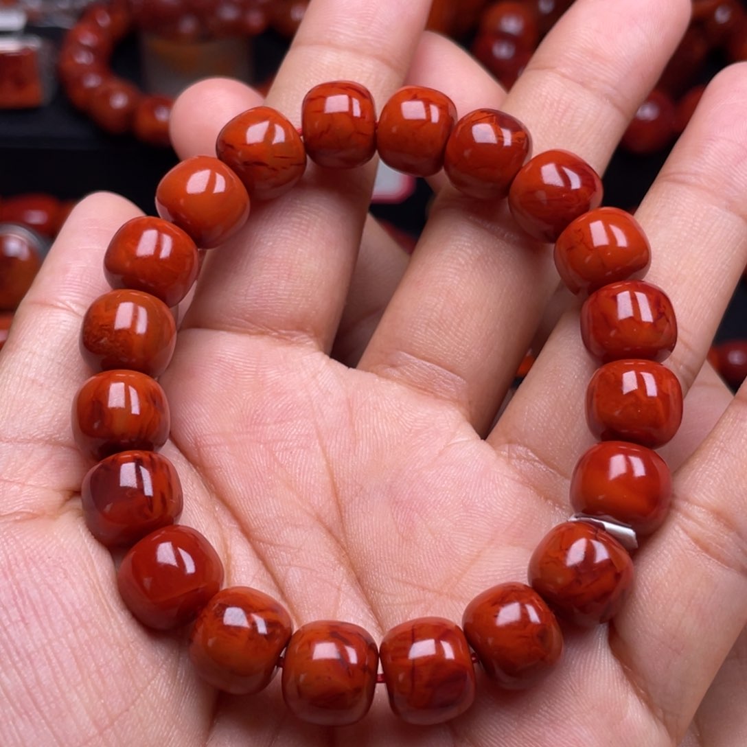 南红玛瑙珠宝奇石未镶嵌单圈11mm