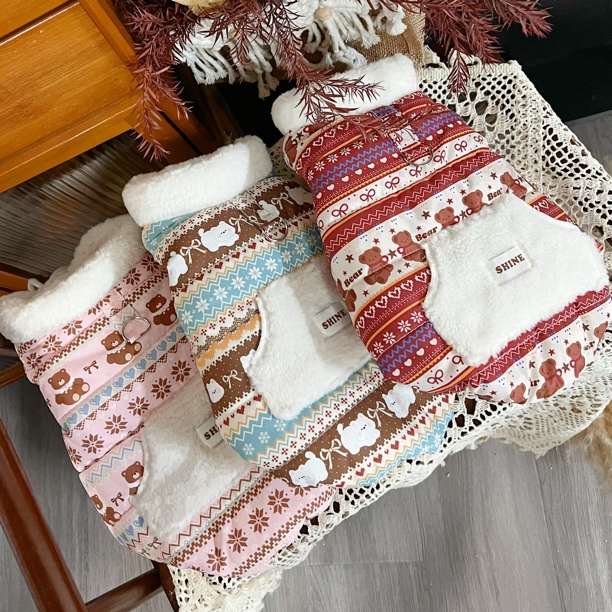 宠物加厚保暖棉服马甲外套双面可穿适合猫咪狗狗泰迪比熊雪纳瑞
