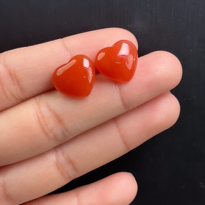 南红玛瑙未镶嵌手链瓦西柿子红爱心耳钉