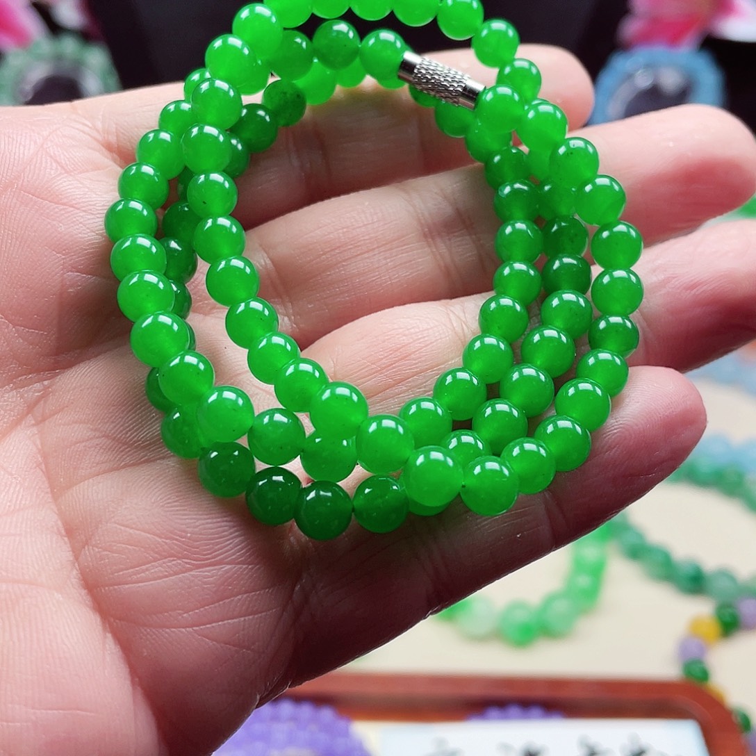 翡翠未镶嵌颈饰卡6翡翠珠链男女款03