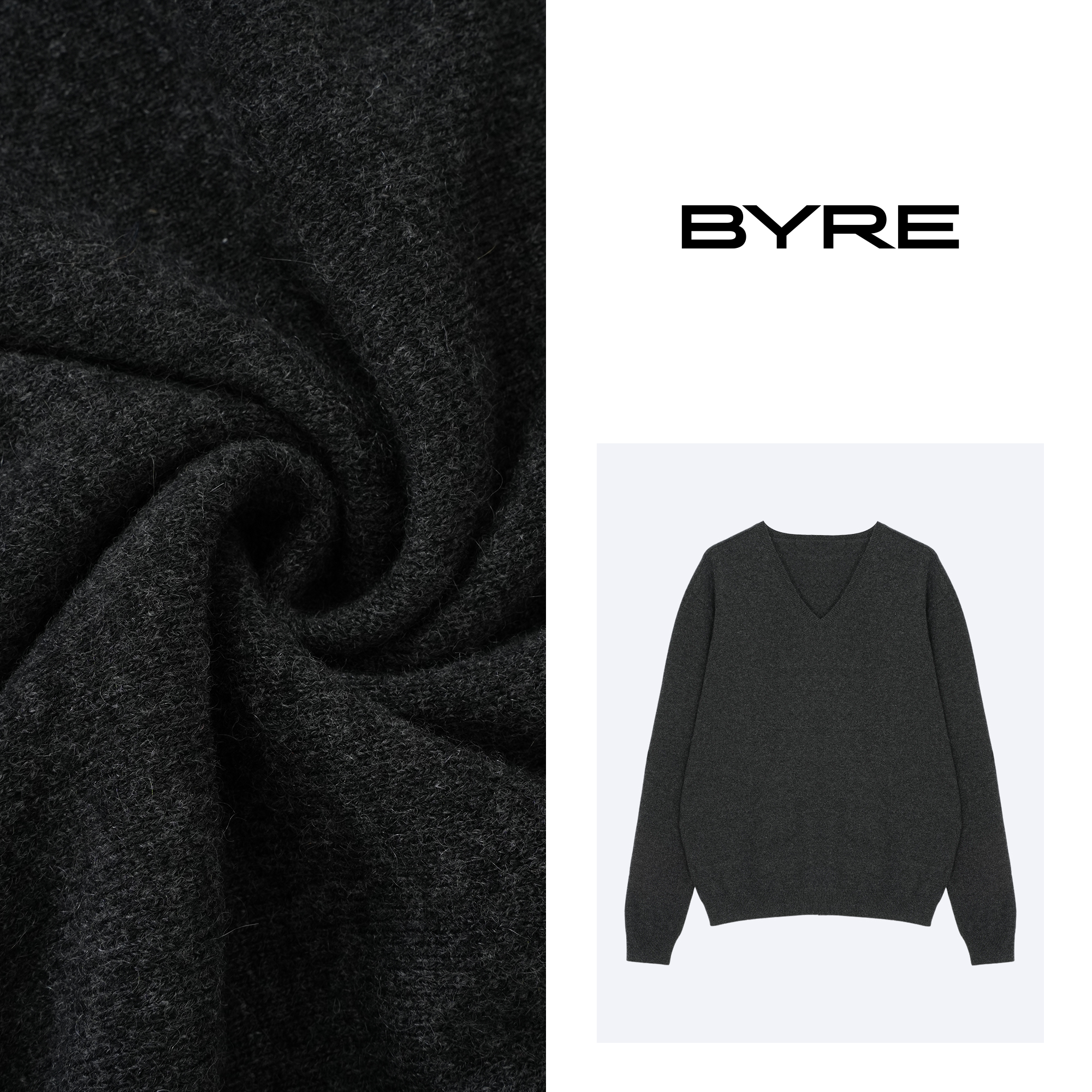 YS610 深灰色V领羊绒羊毛衫【干洗】