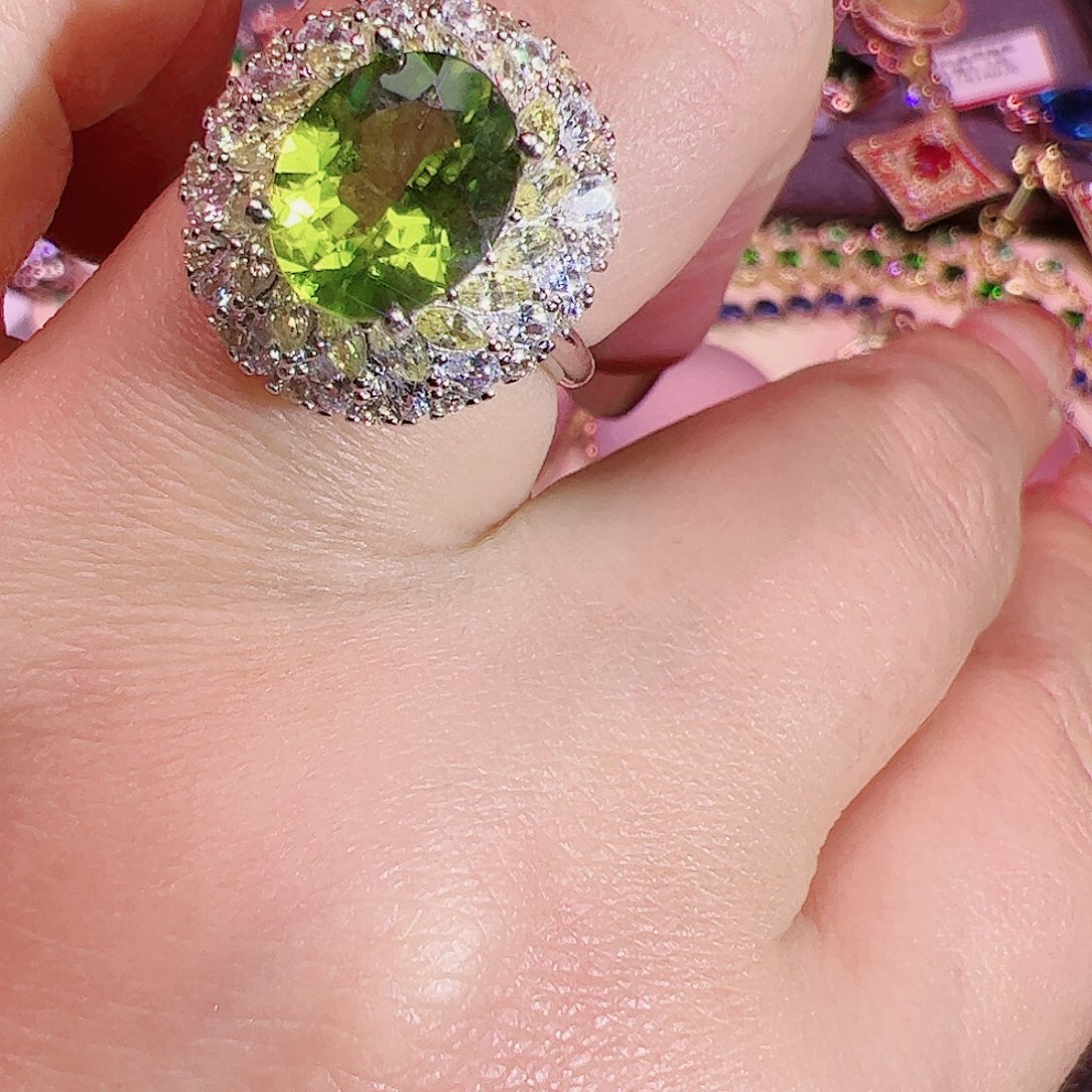 橄榄石戒指银S925镶嵌
