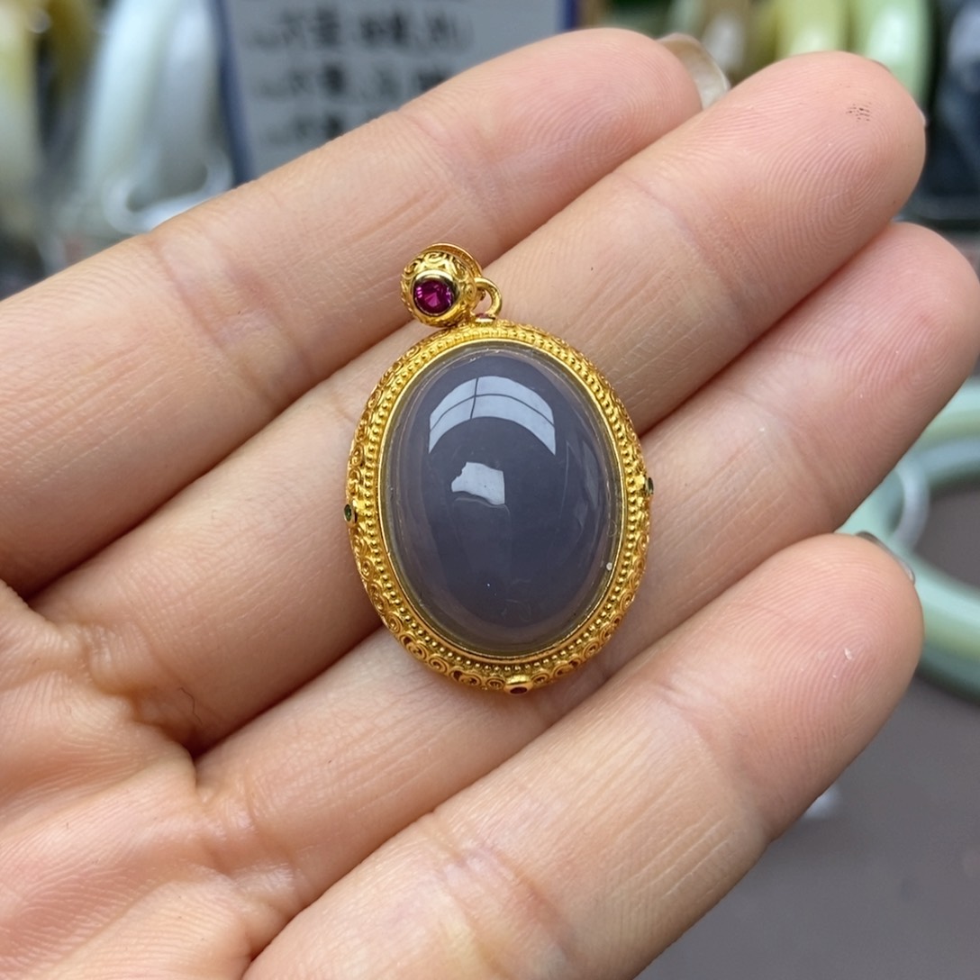 和田玉吊坠(不含链)银S925镶嵌曾**美