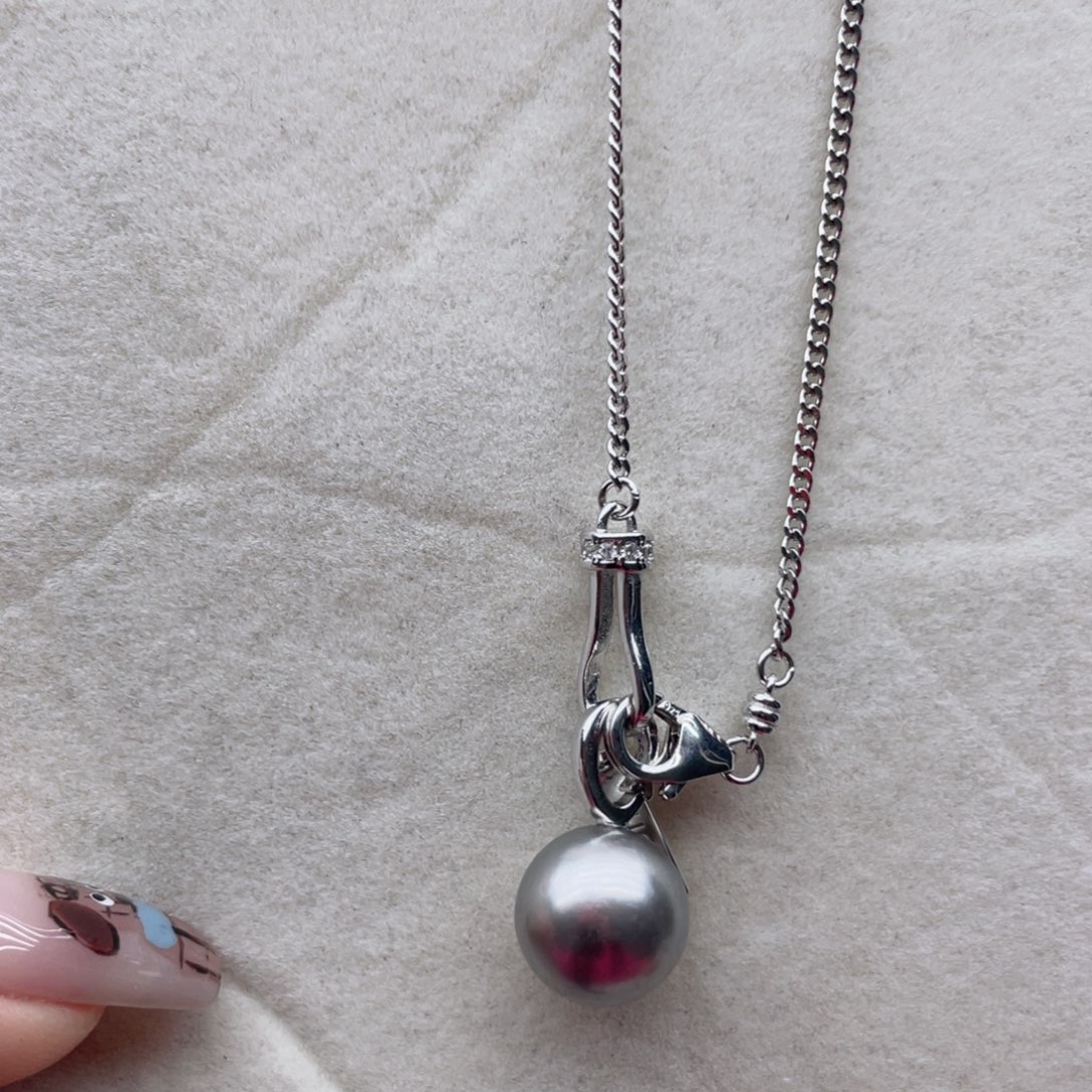 海水珍珠套链银S925镶嵌A19