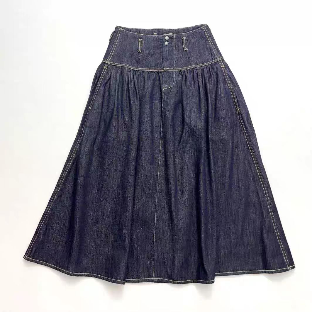 女款；22370高级潮流立体裁剪斜纹牛仔半裙