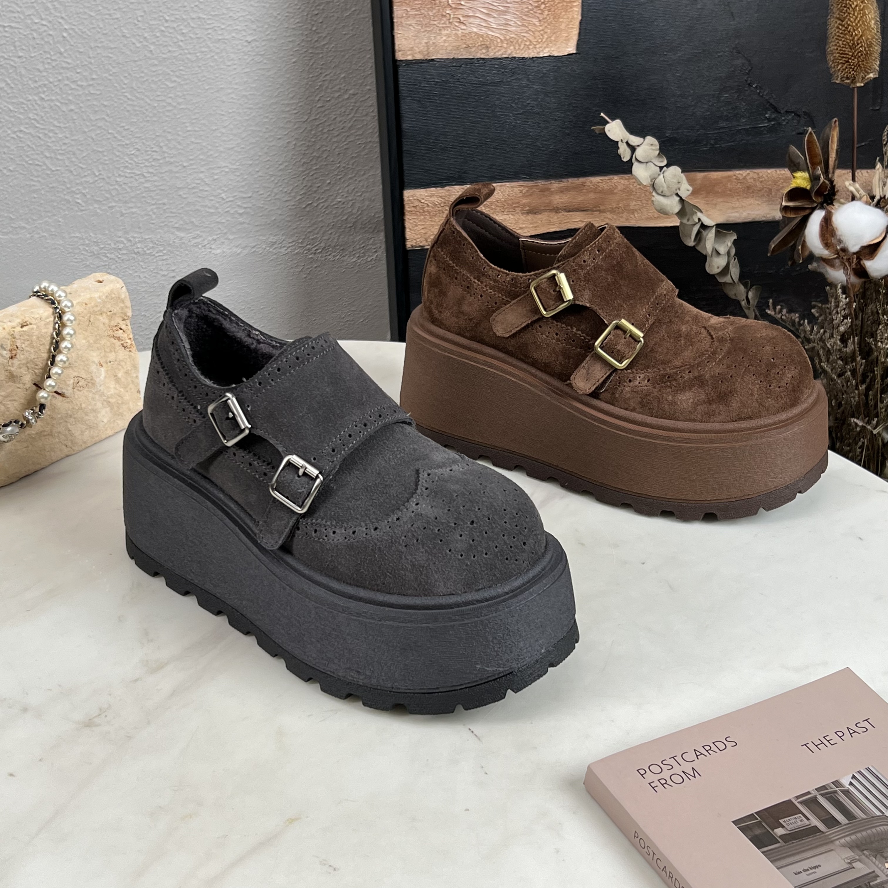 小小苏-小蔓-8cm冬季之约巴洛克博肯鞋秋冬一脚蹬冬季EDX551035