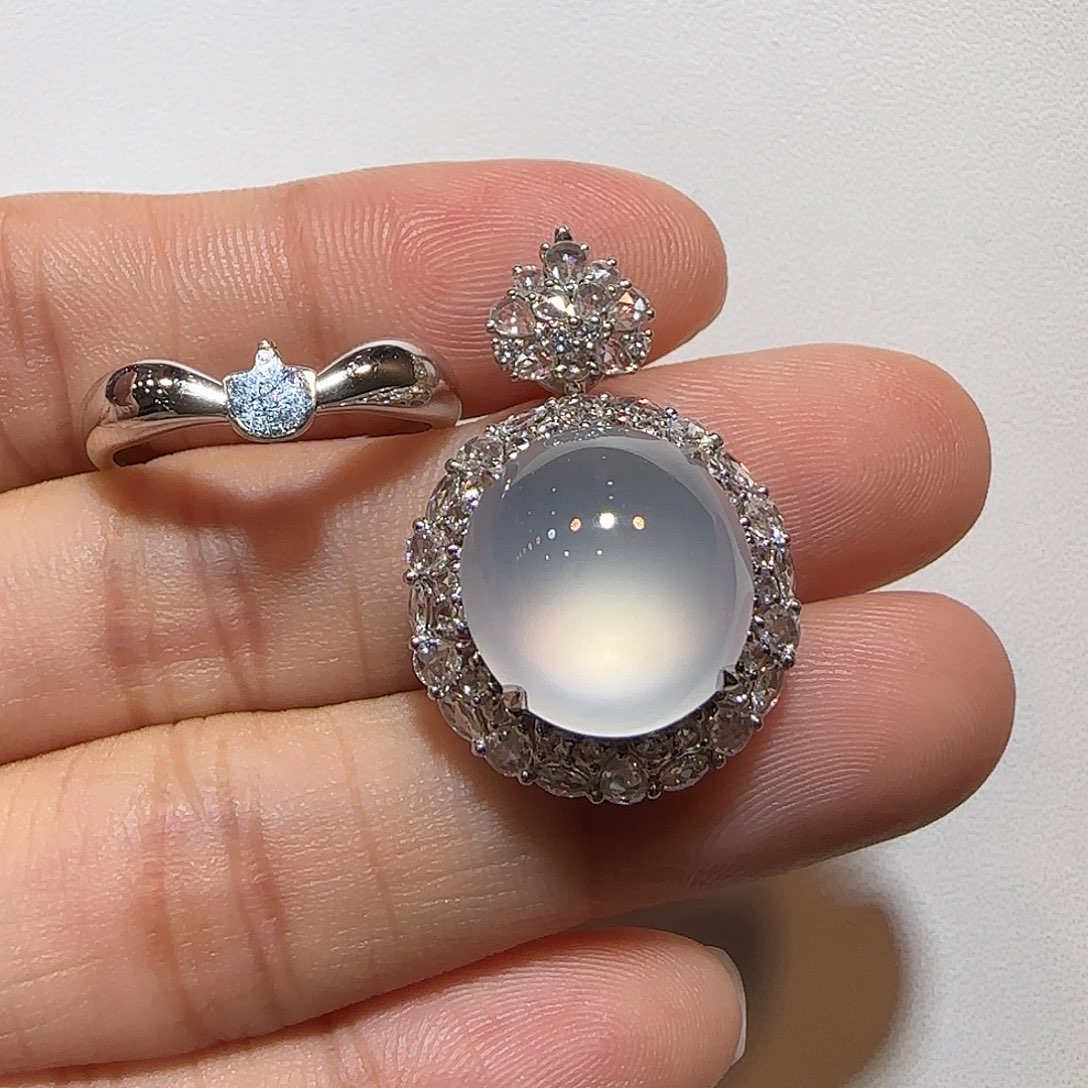 翡翠18K金镶嵌戒指戒指两用