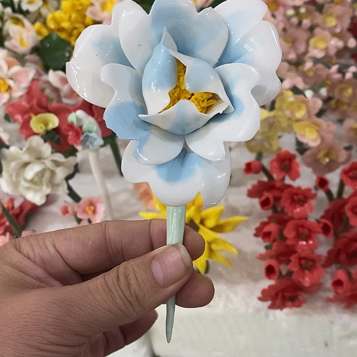 瓷片纯手工陶瓷花摆件1