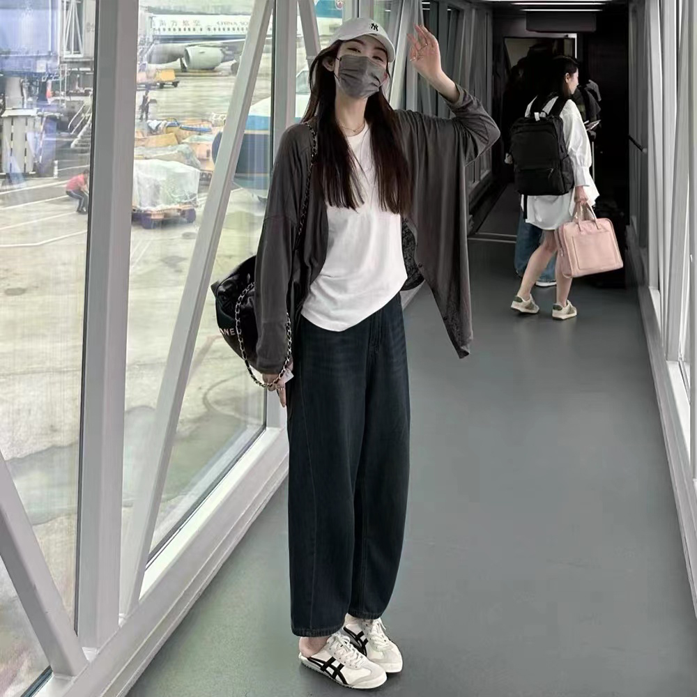 秋季新款孕妇哈伦裤牛仔裤时尚外穿孕妇九分裤宽松百搭孕妇休闲裤