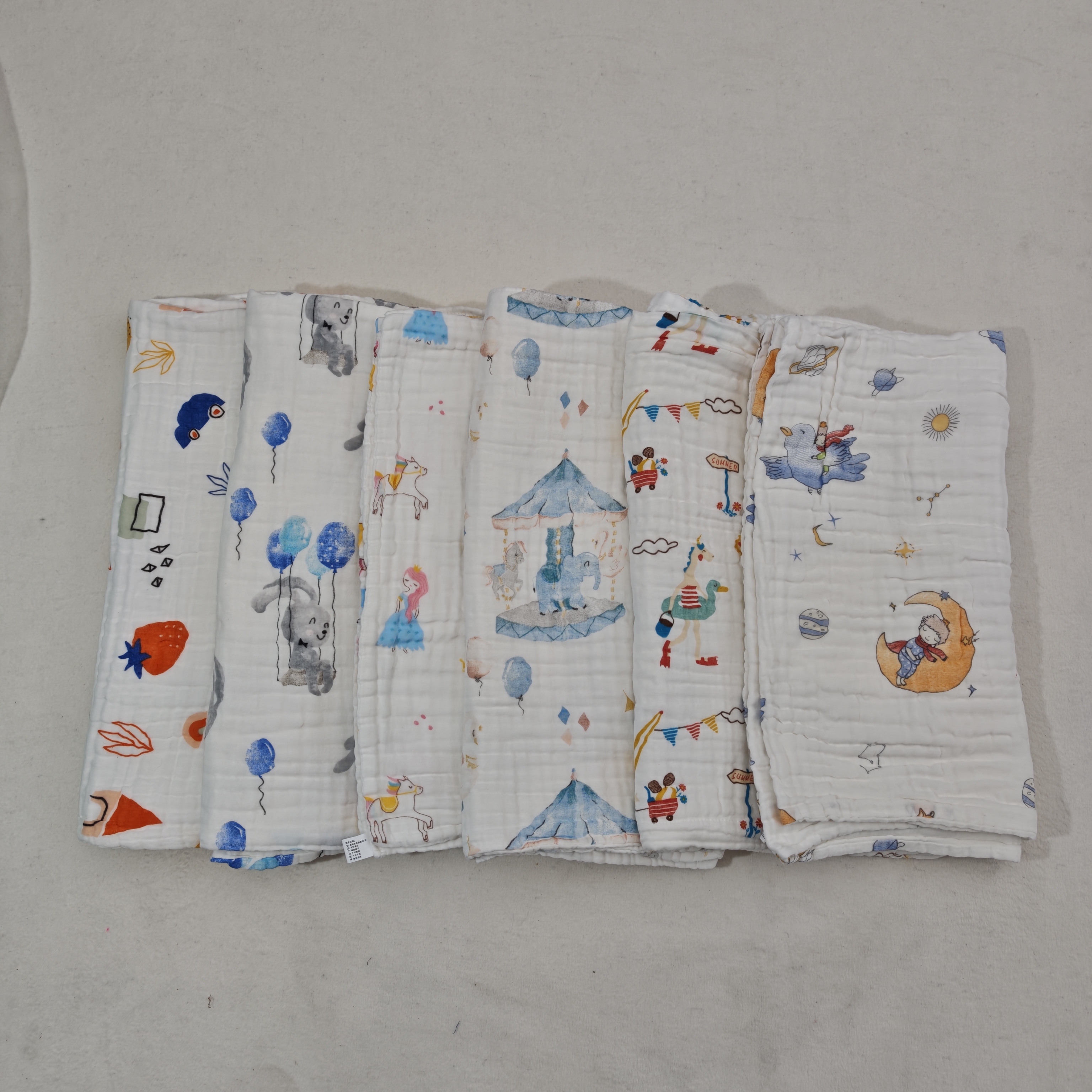 婴儿浴巾纯棉纱布新生宝宝柔软吸水洗澡包被盖毯六层纱层超软