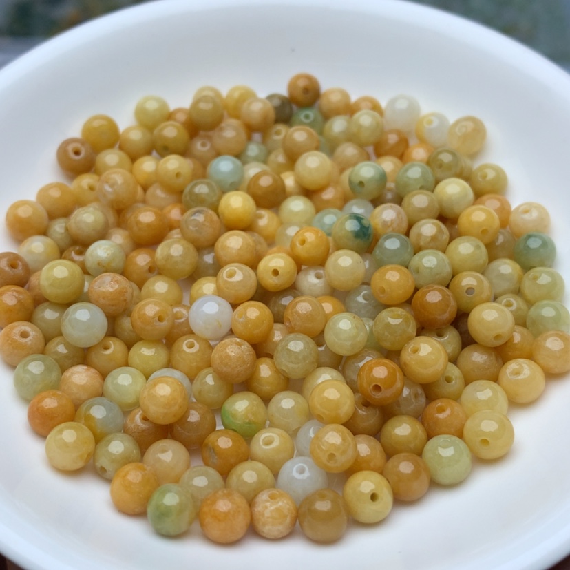 【闪购商品】翡翠手链未镶嵌卡5黄翡214颗（打包价）