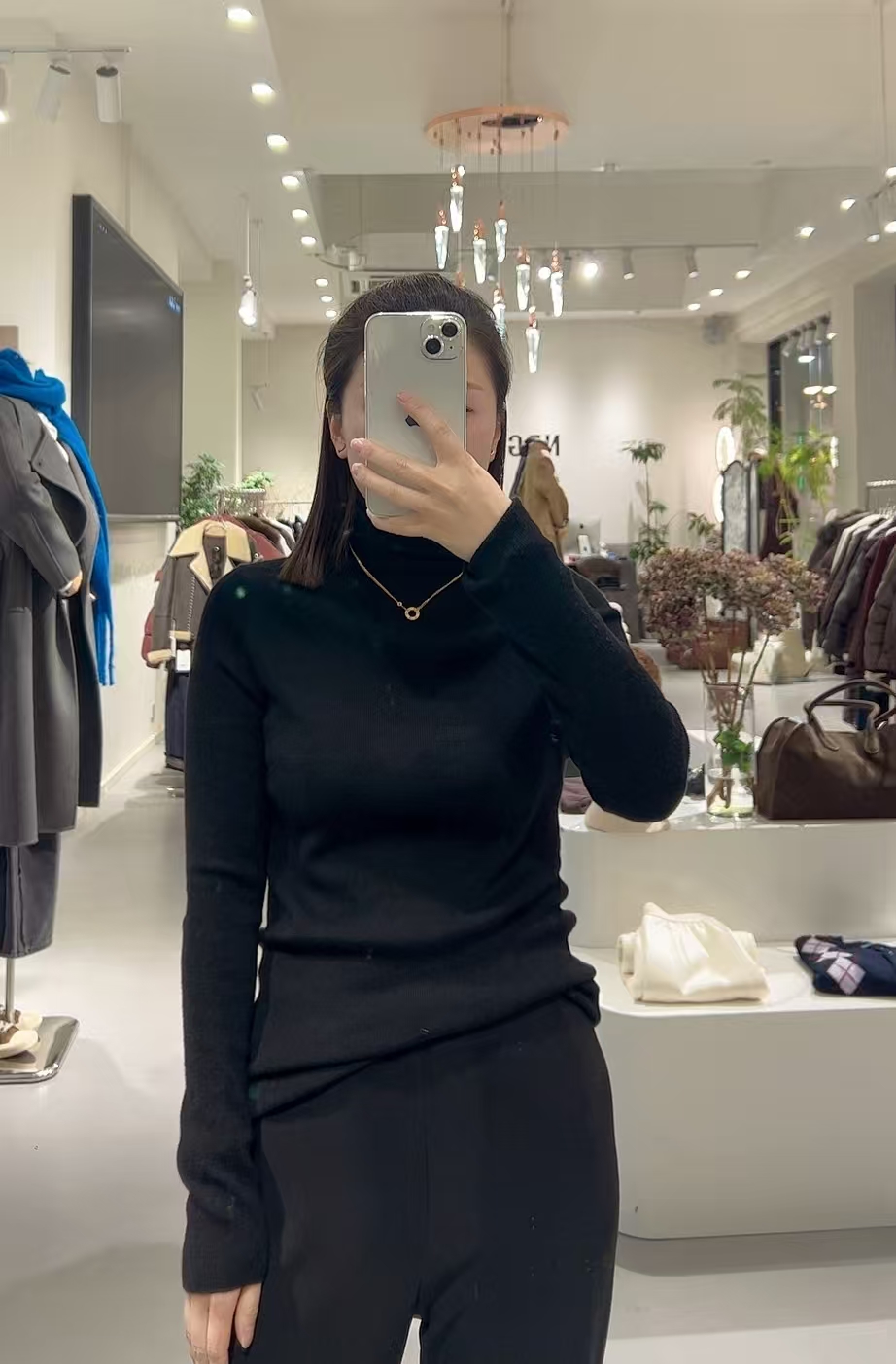 堆堆领黑色长袖女毛衣毛针织衫高领毛百搭针织修身型刘诗诗同款