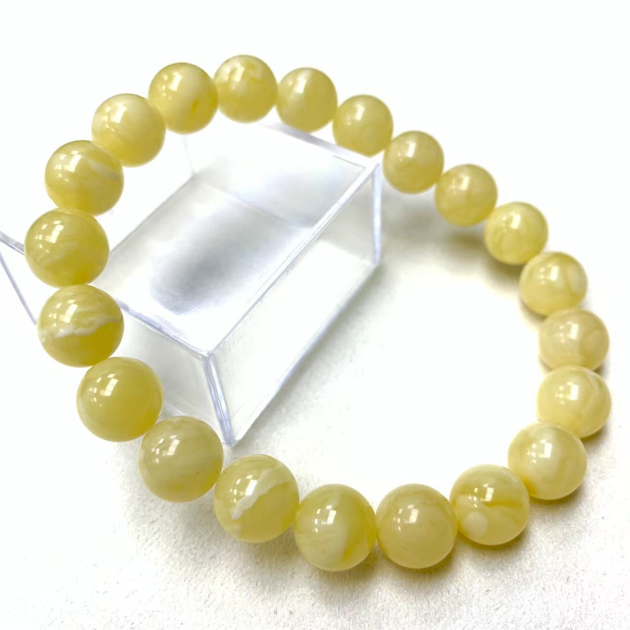 【文雅  繁星·妖花】天然俄料蜜蜡圆珠手串单圈鸡油黄浓蜡【妖花】