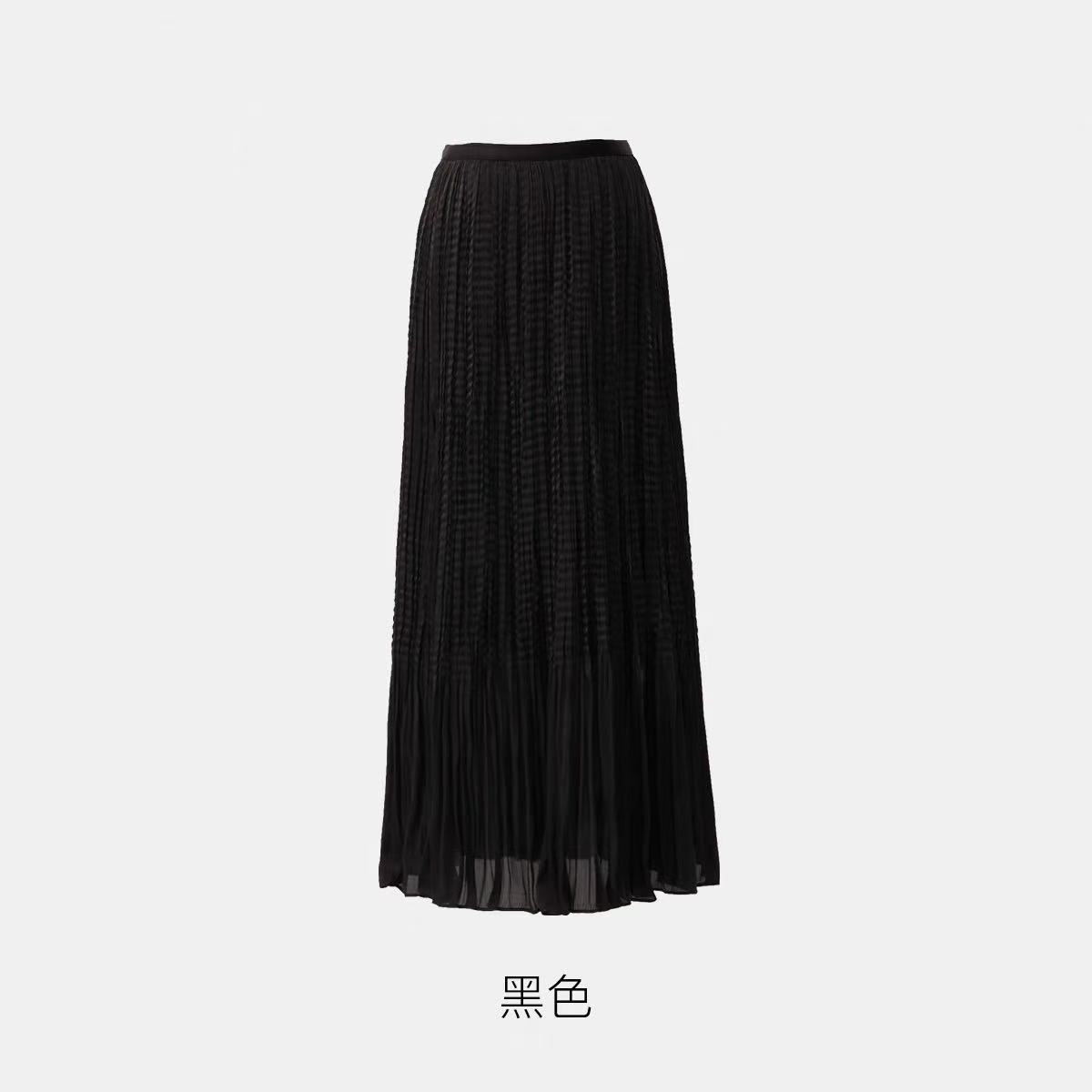 深圳南油高端女装25夏季新款立体压褶半裙松紧腰垂感绒锻气质裙