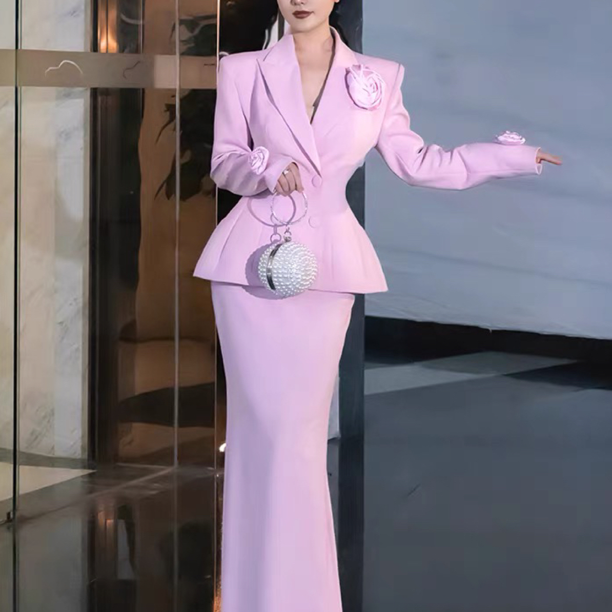 008-G-1-1-1   新款女装原创设计师款小众轻奢名媛西装半身裙套装