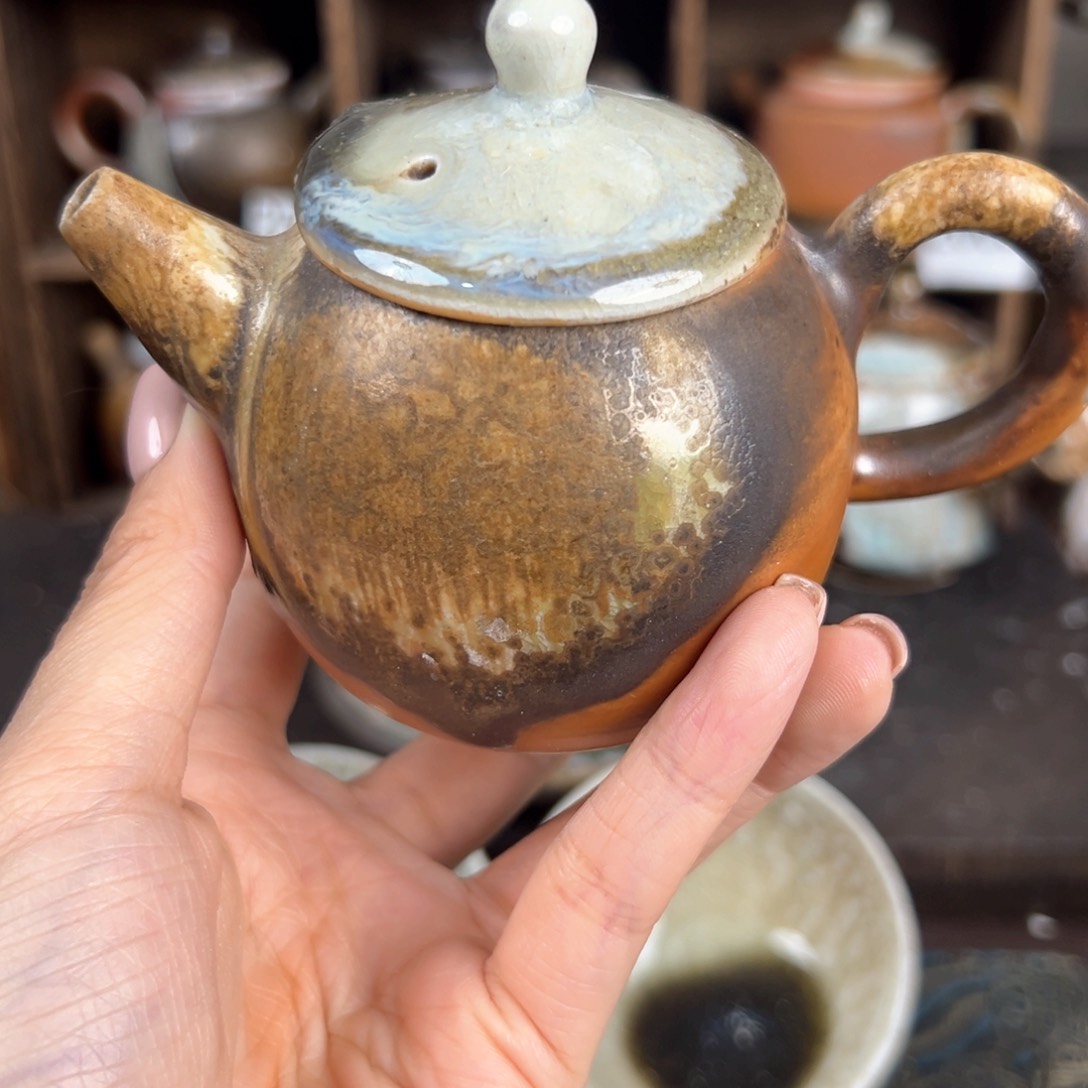 杯柴烧茶器中白壶