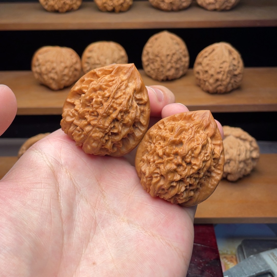 文玩核桃把件40原装老款麒麟纹官帽