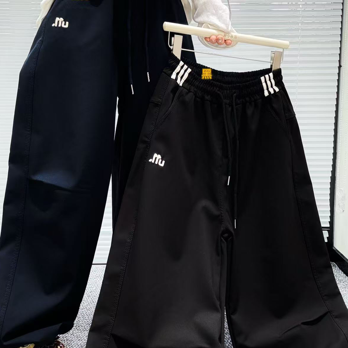 男女孩加绒长裤冬季新款休闲宽松直口裤弯刀香蕉裤
