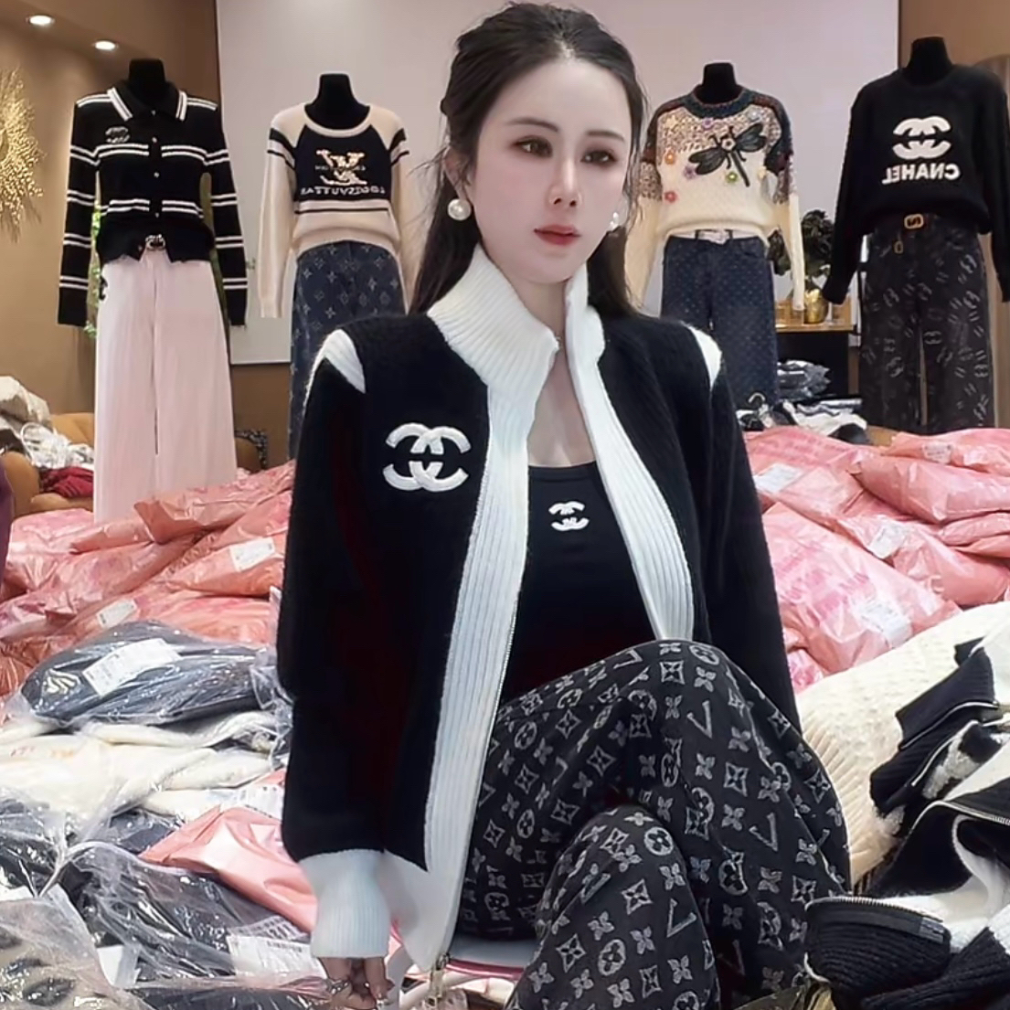 大美妞-订制韩版针织毛衣外套（8-9556-6）