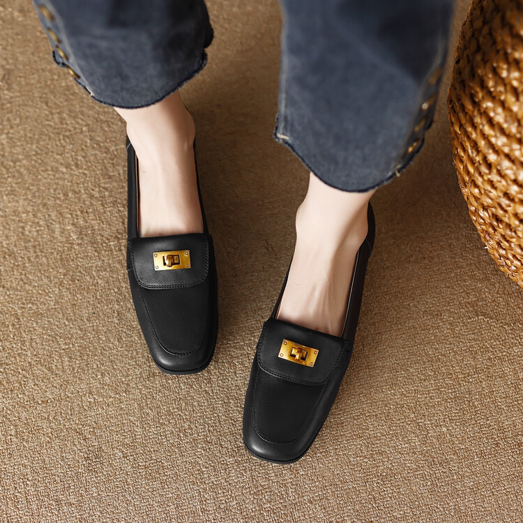 FANN梵娜25春新款复古檫色水洗牛皮超软乐福鞋休闲百搭日常通勤