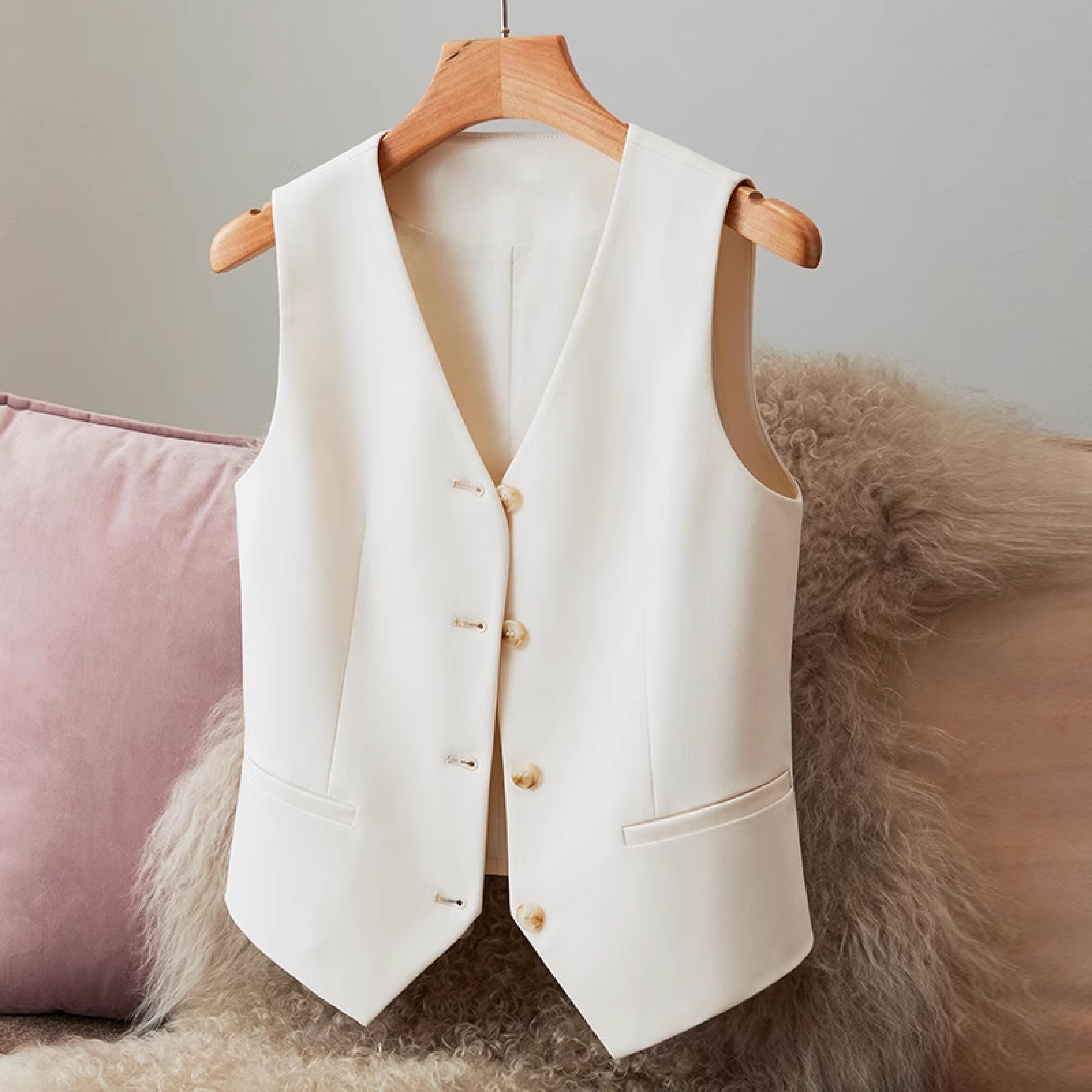 极简美学精致纽扣竖条纹马甲LA CHAPELLE HOMME.2518.MF茗