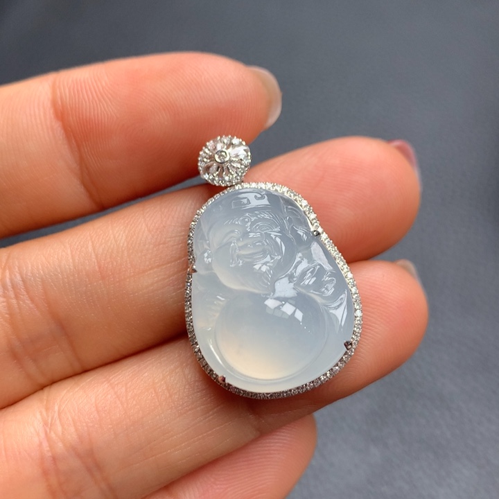 翡翠吊坠(不含链)18K金镶嵌