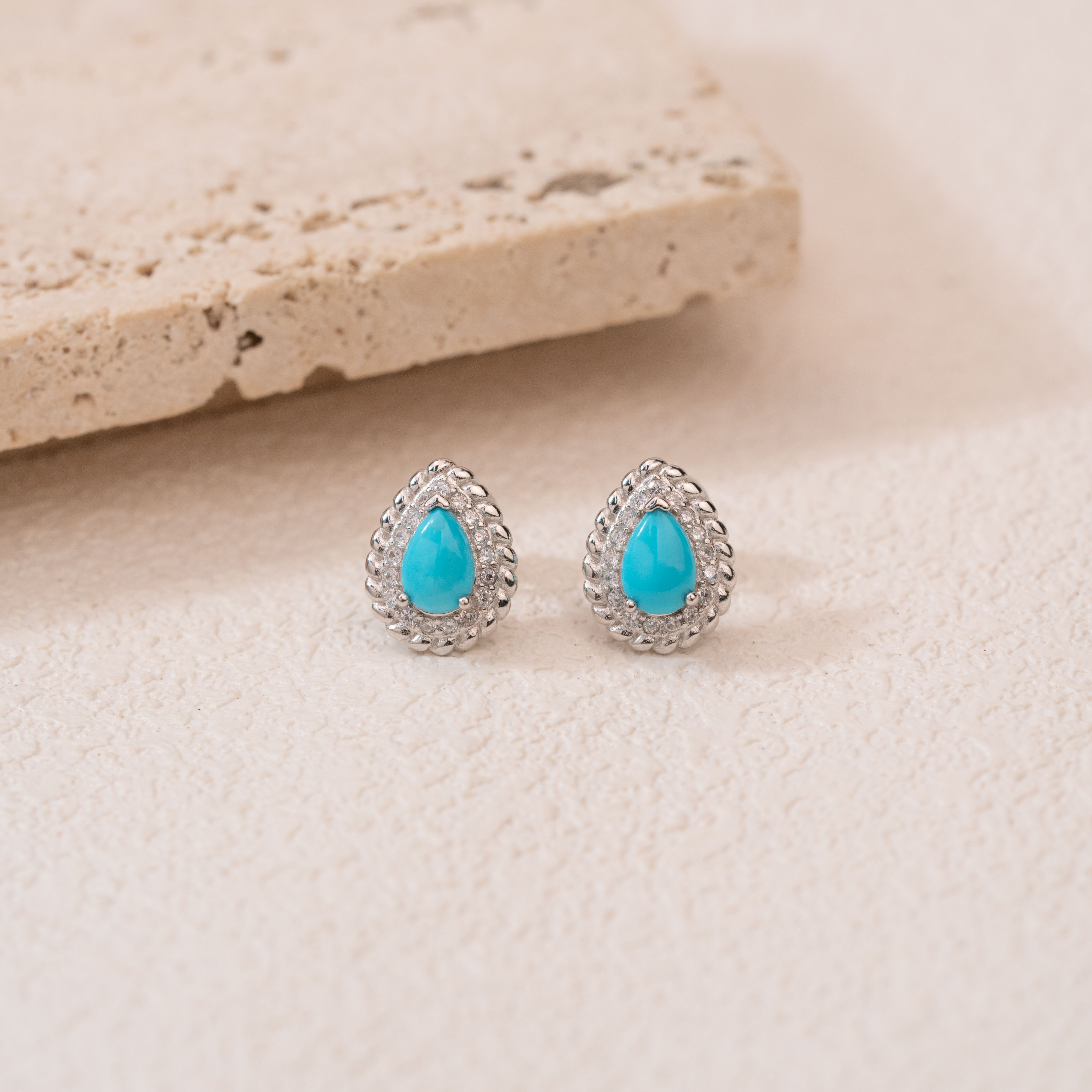 【松泪】绿松石耳钉（天然珠宝多样性发其一）