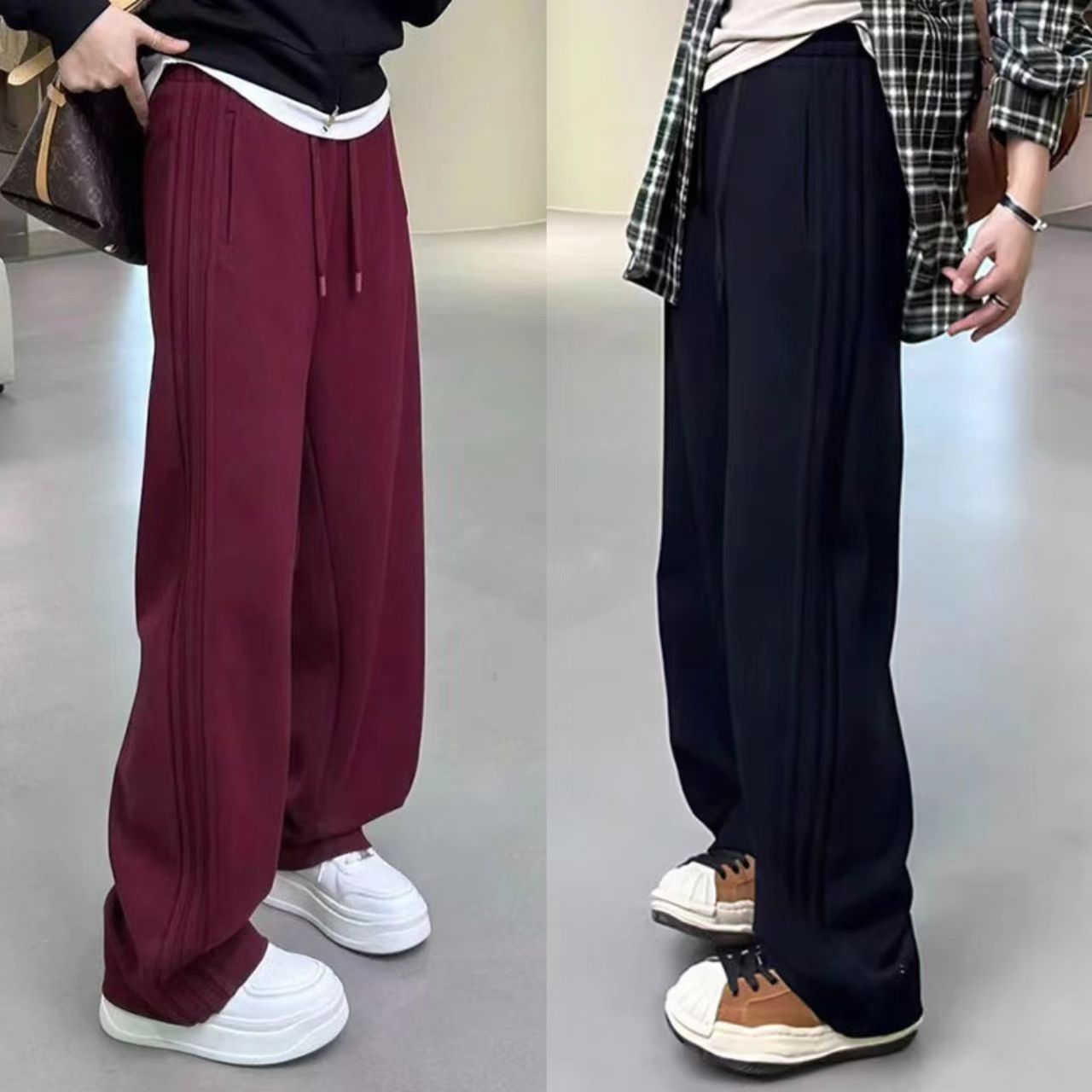 三道杠香蕉阔腿裤运动卫裤