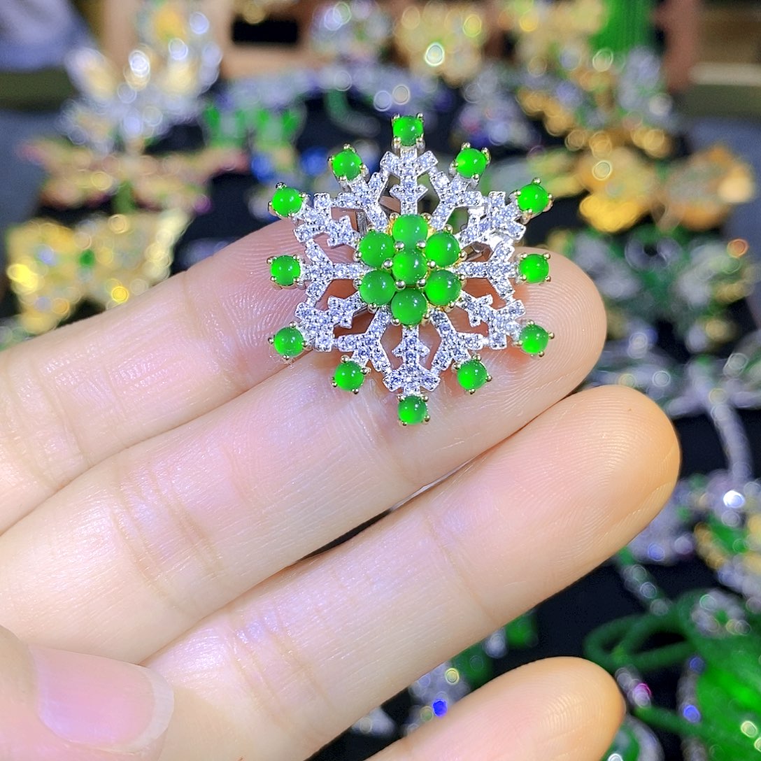 吊坠(不含链)银S925镶嵌翡翠