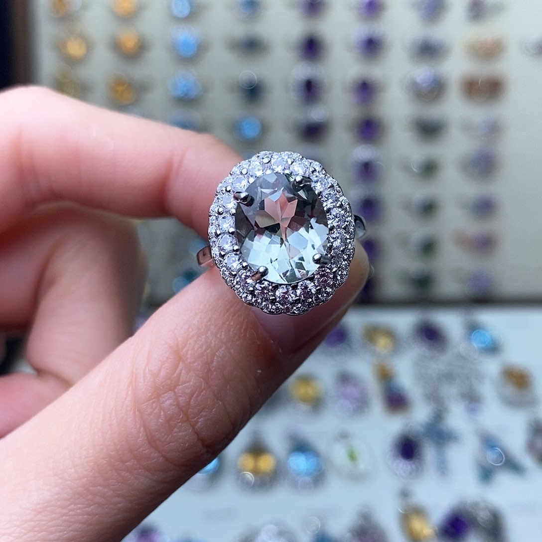 绿水晶戒指银S925镶嵌（需要证书备注）