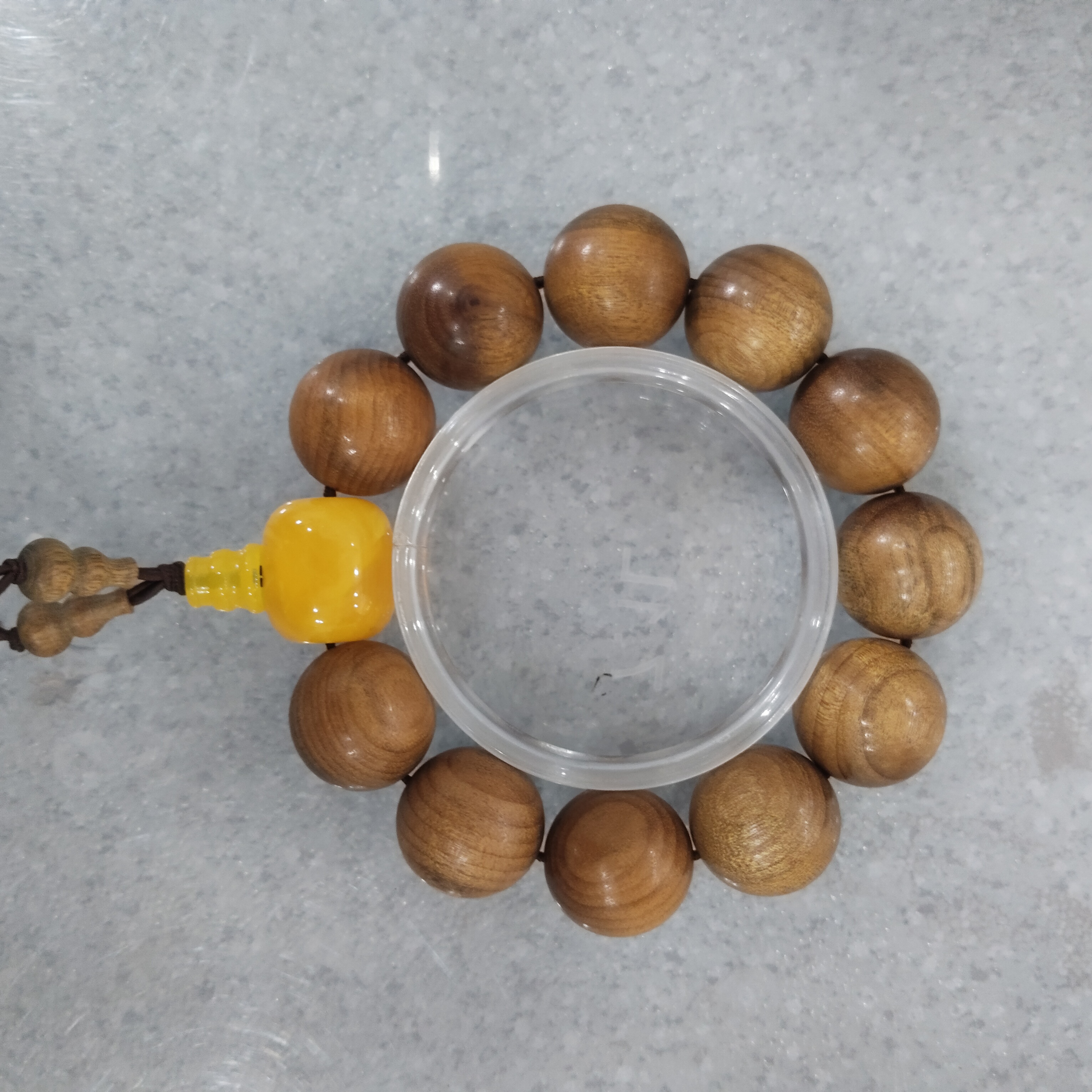 E320 金丝楠枯木黄料圆珠2.0cm单圈手串