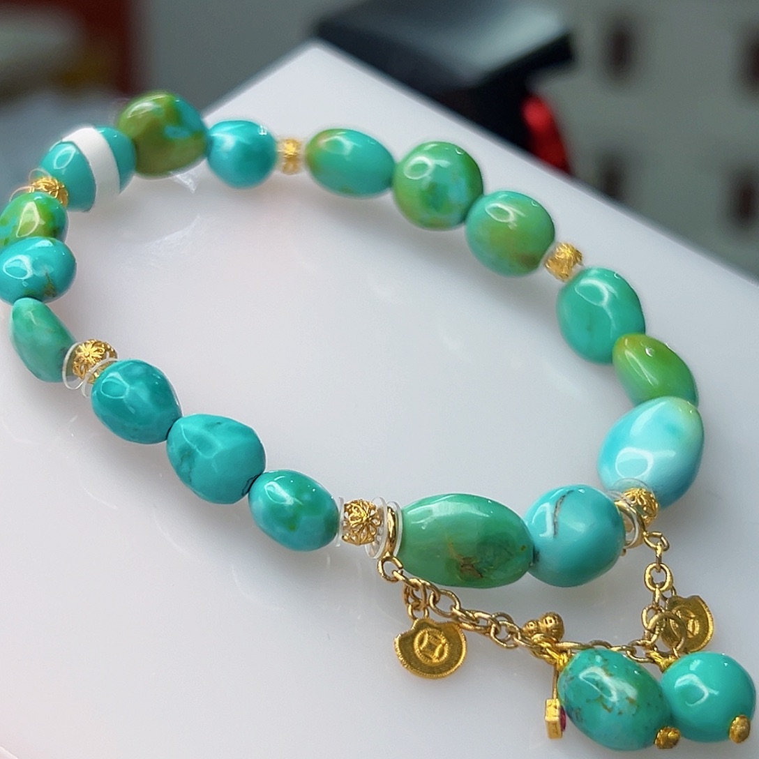 绿松石珠宝奇石18K金镶嵌