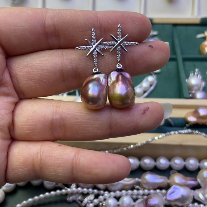 淡水珍珠耳饰合金