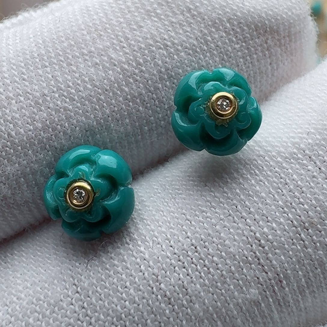 绿松石珠宝奇石18K金镶嵌