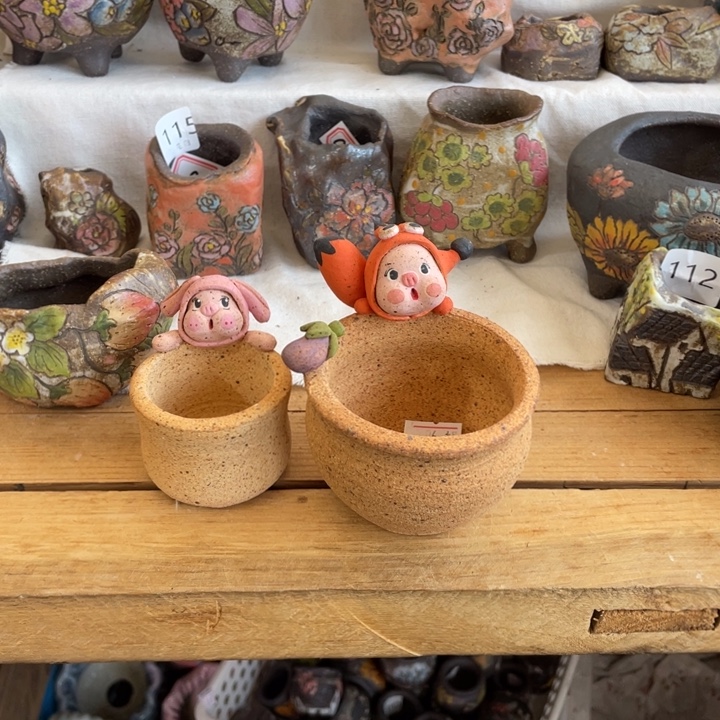复古炻陶猪猪多肉花盆